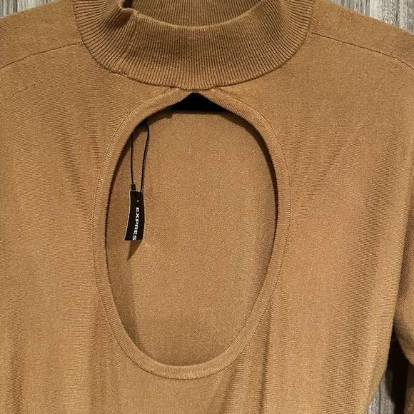NWT Express Pleated Mock Neck Cutout Back Sweater Dress - Picture 11 of 12